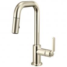 Brizo 63954LF-PN - Litze® Pull-Down Prep Faucet with Square Spout - Industrial Handle