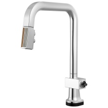 Brizo 64023LF-PCWDLHP - Frank Lloyd Wright SmartTouch Pull-Down Kitchen Faucet with Square Spout and Wood/Concrete Wand -
