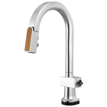 Brizo 64922LF-PCWDLHP - Frank Lloyd Wright SmartTouch Pull-Down Prep Faucet with Arc Spout and Wood Spout - Less Handle