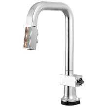 Brizo 64923LF-PCWDLHP - Frank Lloyd Wright SmartTouch Pull-Down Prep Faucet with Square Spout and Wood/Concrete Wand - Les