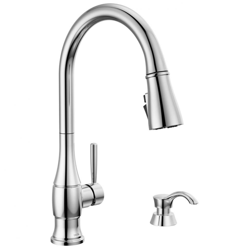 Hazelwood™ Single Handle Pull-Down Kitchen Faucet with Soap Dispenser and ShieldSpray Technology