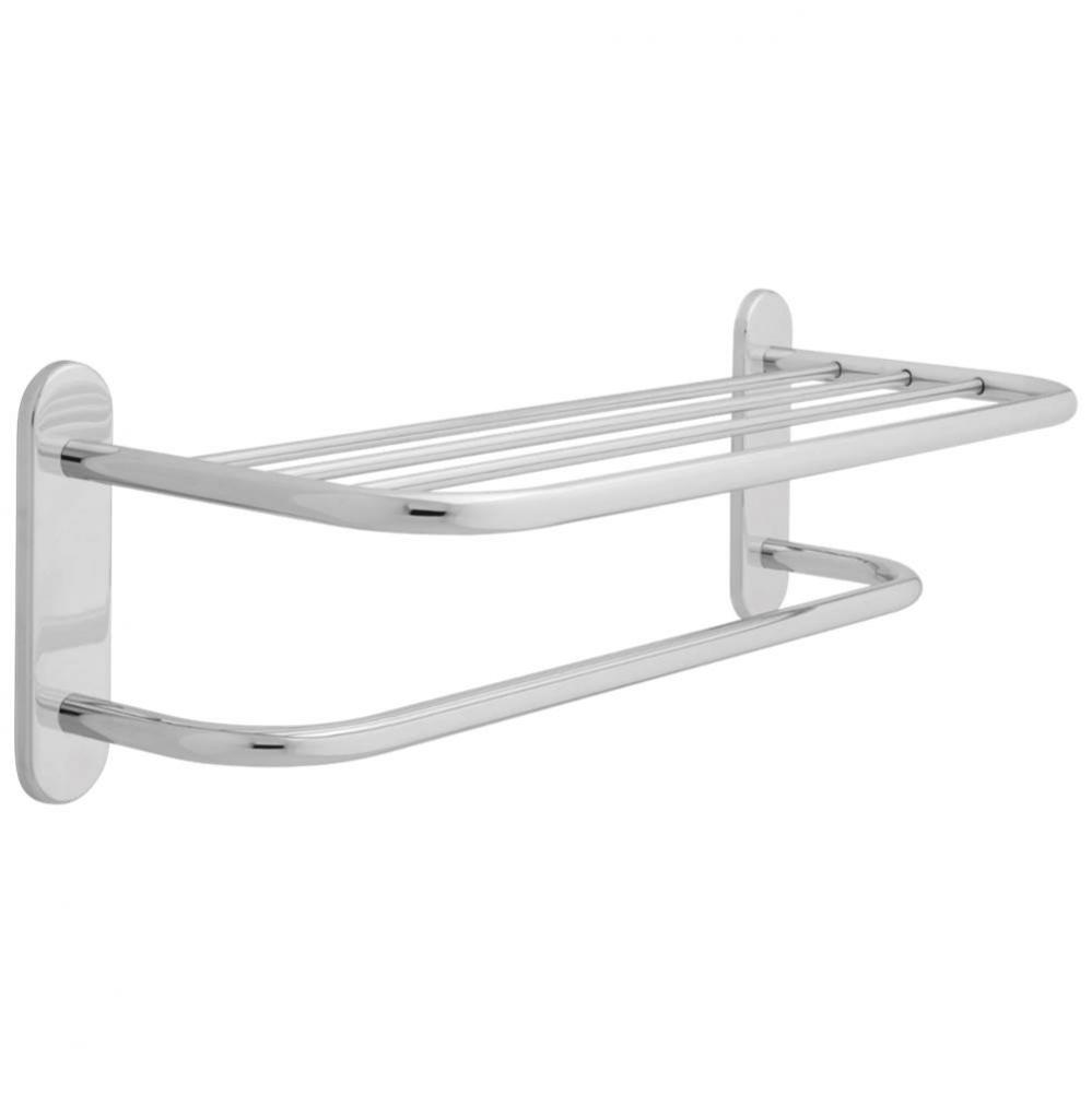 Other 24'' Brass Towel Shelf with One Bar, Concealed Mounting Polished Chrome