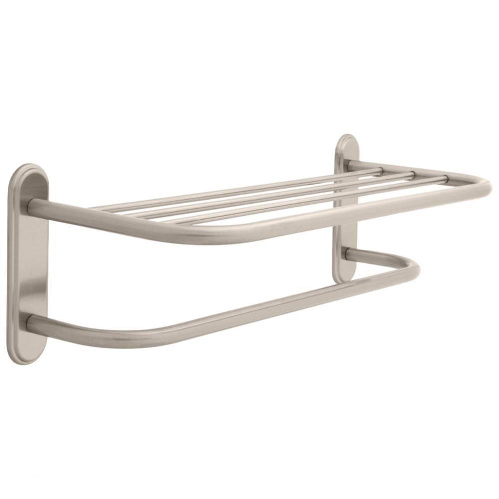 Other 24'' Brass Towel Shelf with Brass Step Style Beveled Flanges and One Bar, Conceale