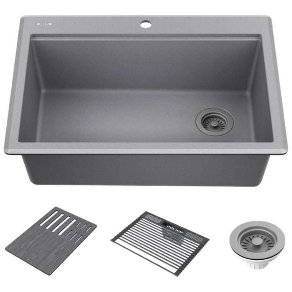 Everest™ 30'' Granite Composite Workstation Kitchen Sink Drop-In Top Mount Single Bowl