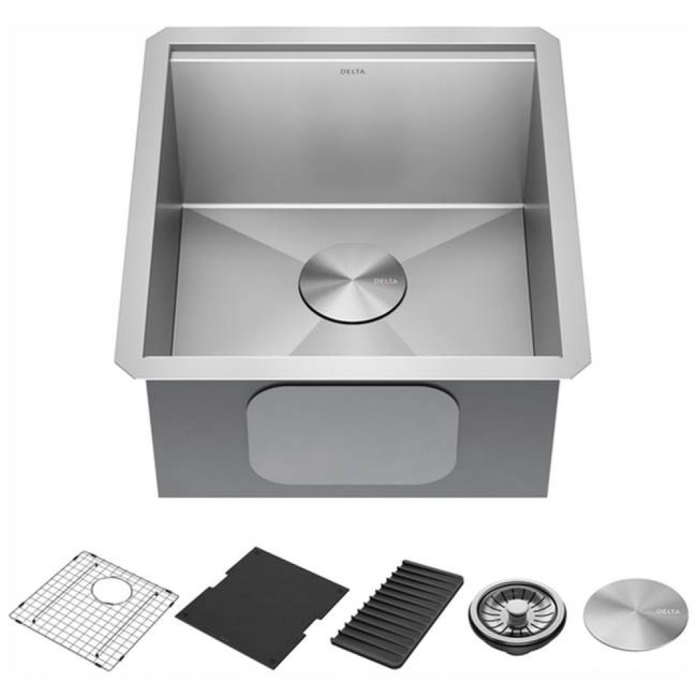 Rivet™ 17'' Workstation Bar Prep Kitchen Sink Undermount 16 Gauge Stainless Steel Sing