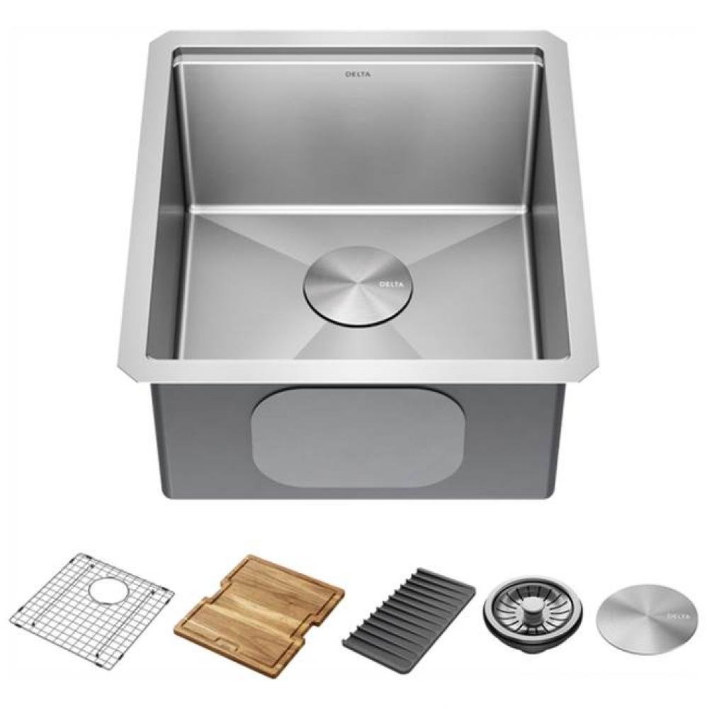 Lorelai™ 17'' Workstation Bar Prep Kitchen Sink Undermount 16 Gauge Stainless Steel Si