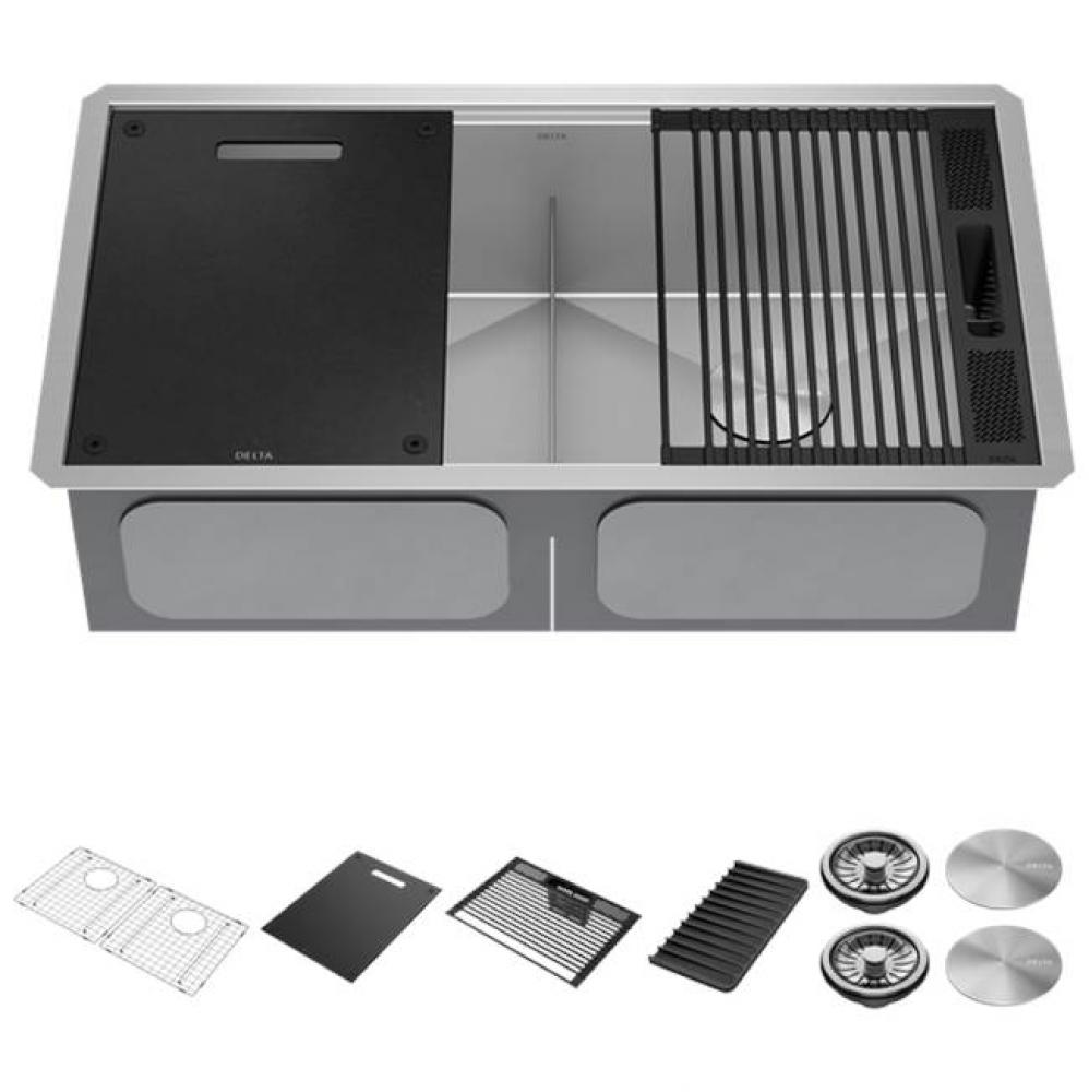 Rivet™ 33'' Workstation Kitchen Sink Undermount 16 Gauge Stainless Steel 50/