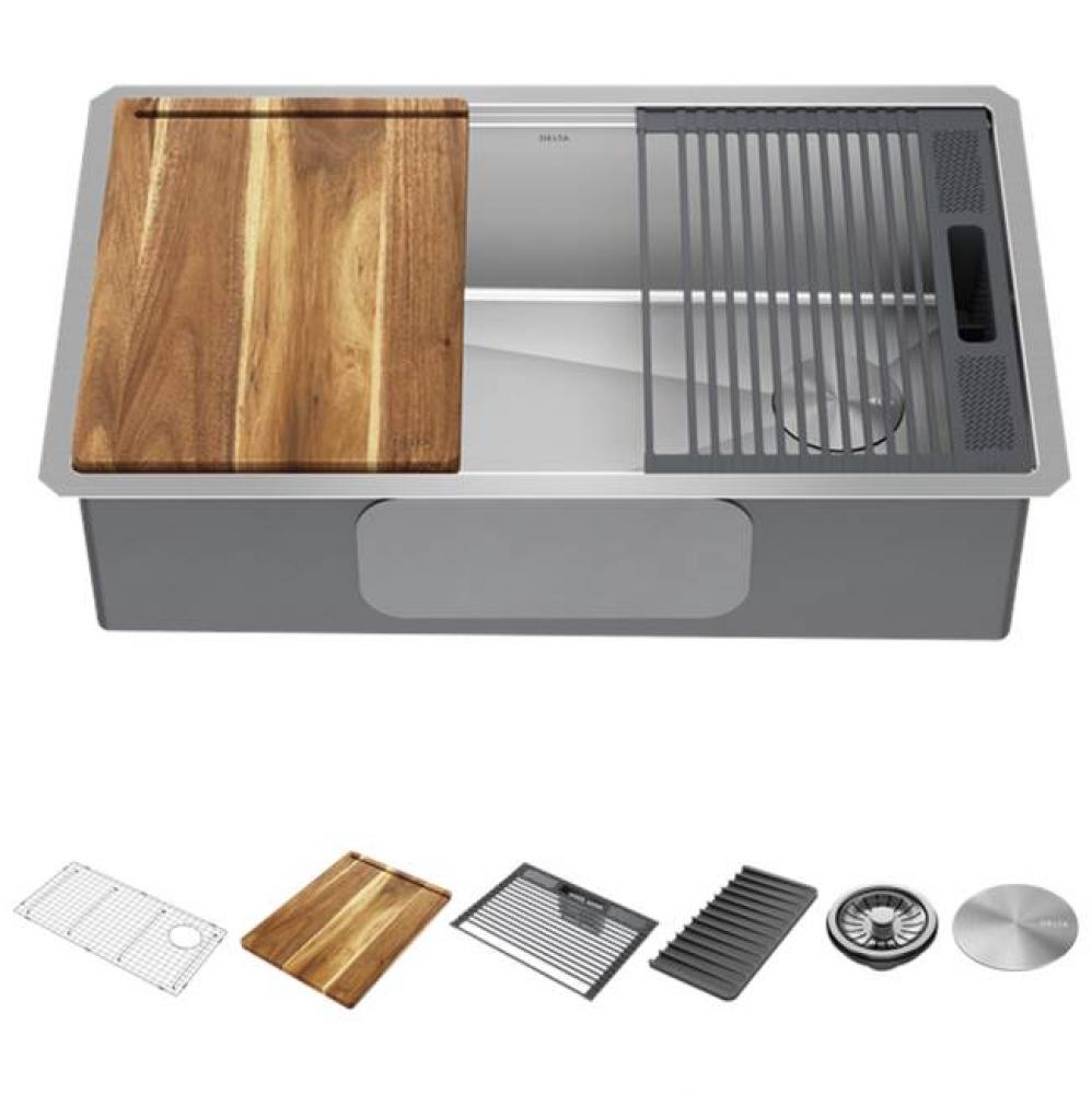 Lorelai™ 32''  Workstation Kitchen Sink Undermount 16 Gauge Stainless Steel Single Bow
