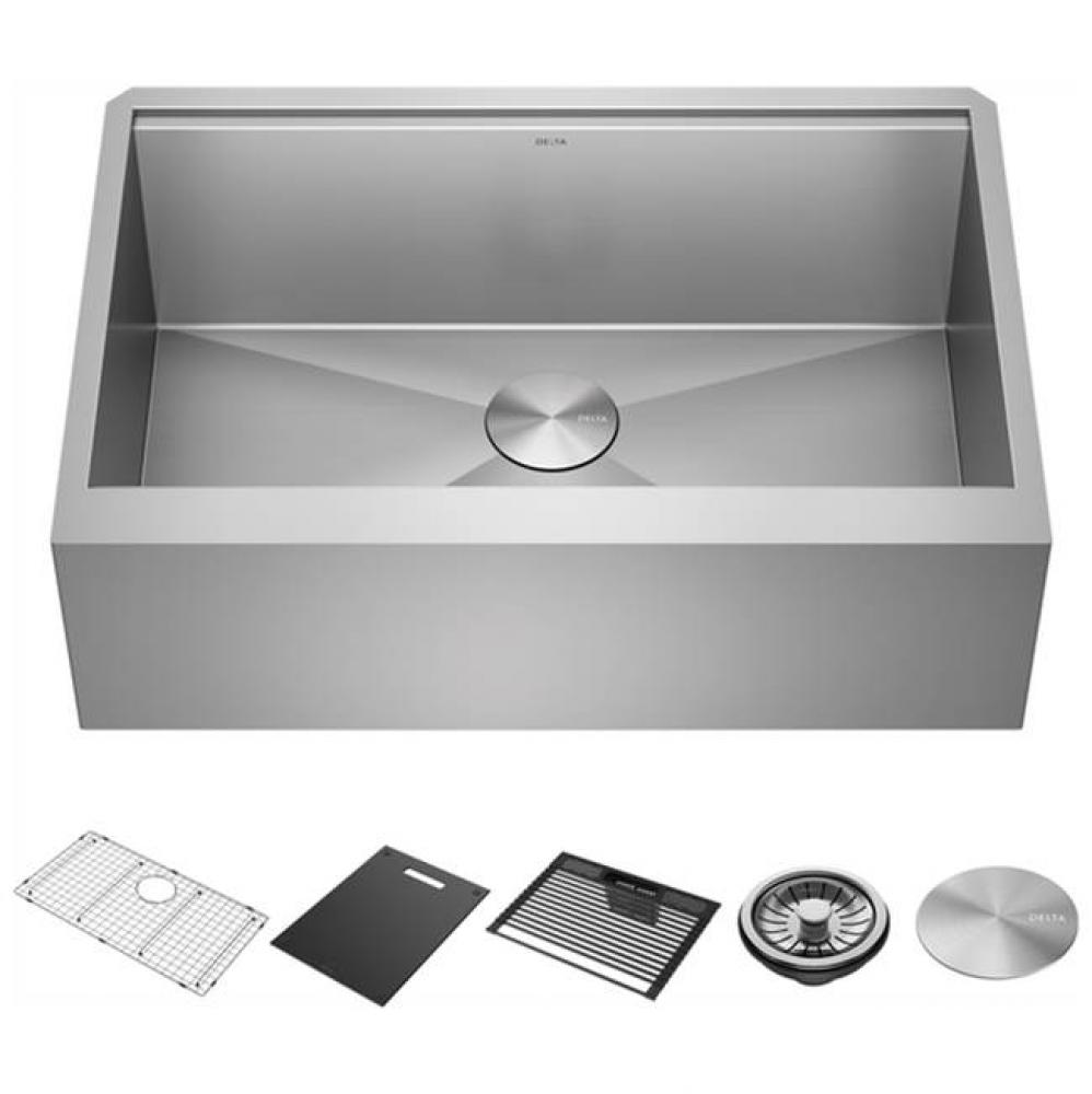 Rivet™ 30'' Workstation Farmhouse Apron Front Kitchen Sink Undermount 16 Gauge Stainle