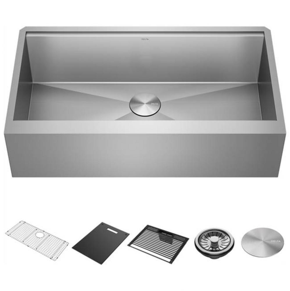 Rivet™ 36'' Workstation Farmhouse Apron Front Kitchen Sink Undermount 16 Gauge Stainle