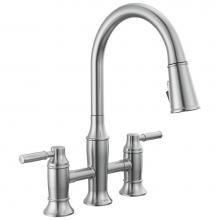 Delta Faucet 2384L-AR-PR-DST - Renaldi™ Two Handle Pull-Down Bridge Kitchen Faucet