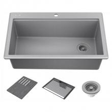 Delta Faucet 75A933-33S-DG - Everest™ 33'' Granite Composite Workstation Kitchen Sink Drop-In Top Mount Single Bowl