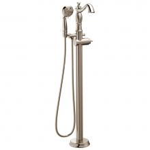 Delta Faucet T4797-PNFL-LHP - Cassidy™ Single Handle Floor Mount Tub Filler Trim with Hand Shower - Less Handle