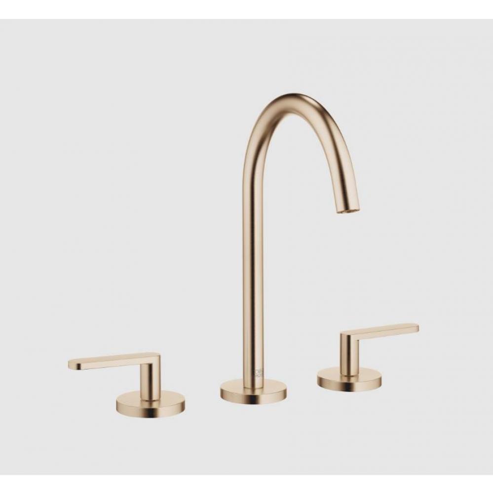 META Three-hole lavatory mixer with drain - Brushed Light Gold