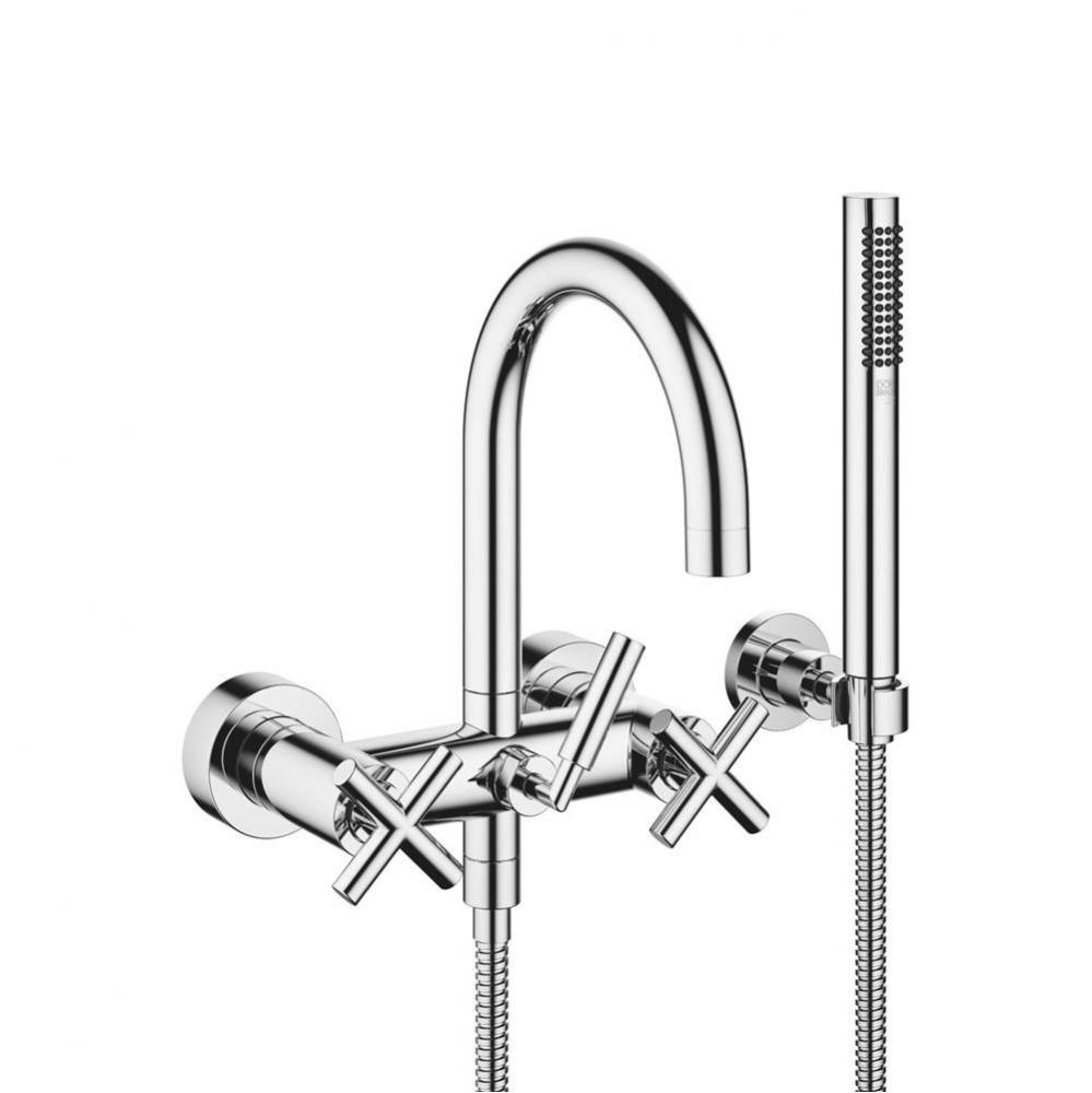 Tara Tub Mixer For Wall-Mounted Installation With Hand Shower Set In Polished Chrome