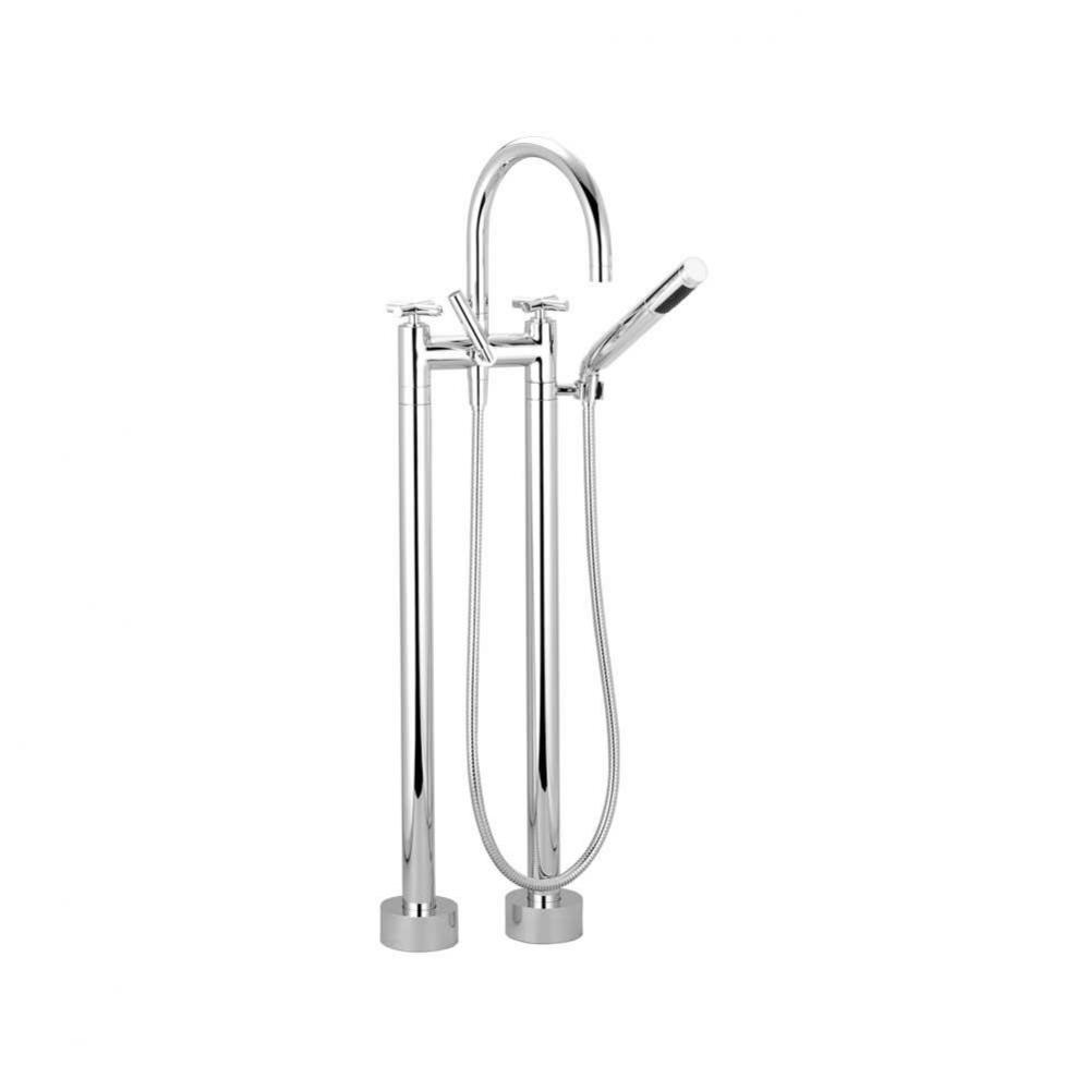 Two-Hole Tub Mixer For Freestanding Installation With Hand Shower Set