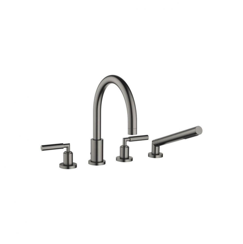 Tara Deck-Mounted Tub Mixer, With Hand Shower Set For Deck-Mounted Tub Installation In Dark Platin