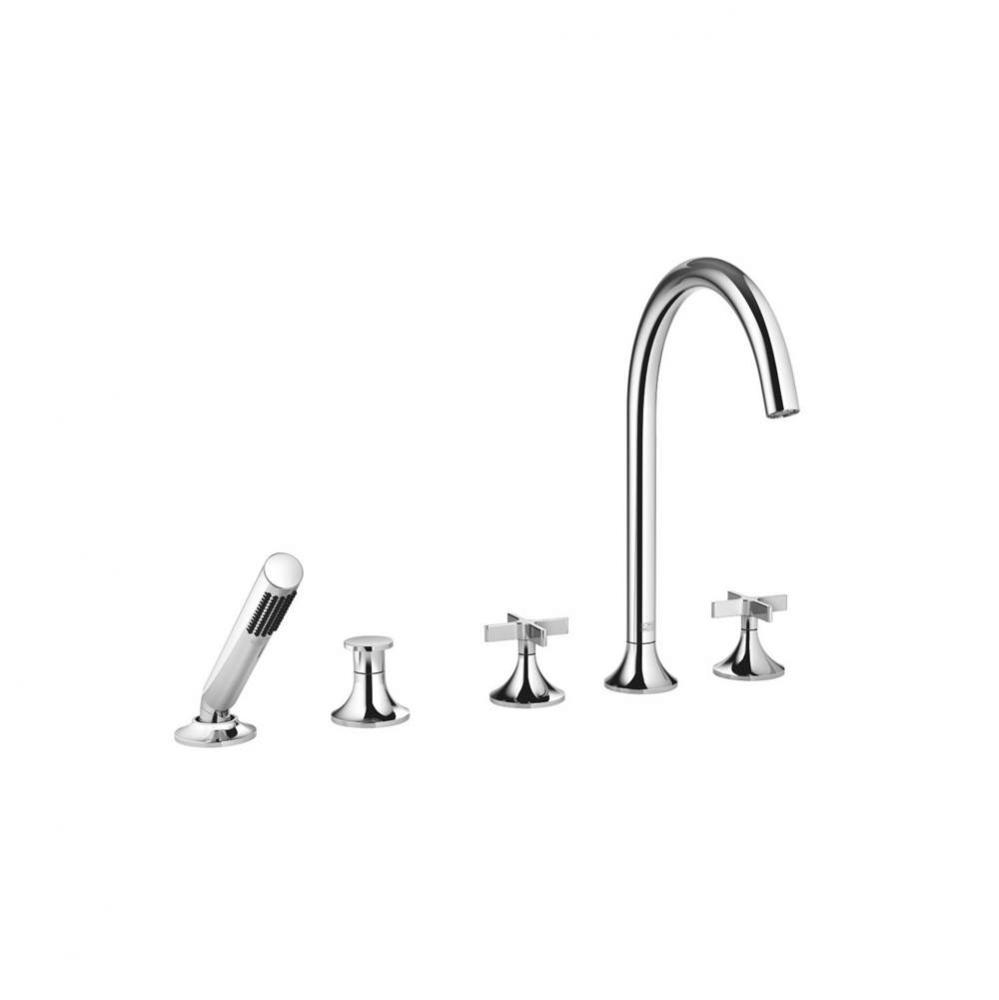 VAIA Five Hole Tub Set For Deck-Mounted Tub Installation With Diverter In Polished Chrome