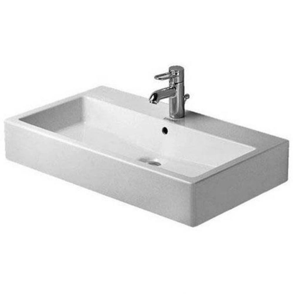 Duravit Vero 31 1/2'' Rectangular Wall Mounted Sink in White with Widespread Faucet Hole
