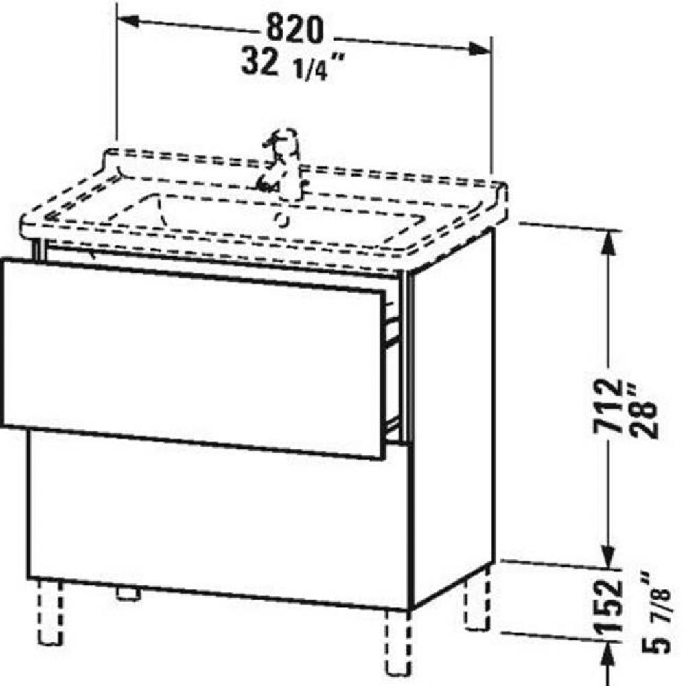 Duravit L-Cube Two Drawer Floorstanding Vanity Unit Dolomite Gray