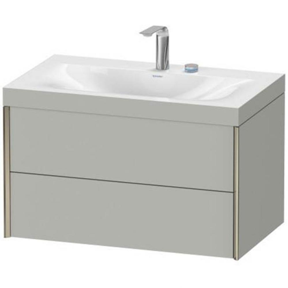 Duravit XViu Two Drawer C-Bonded Wall-Mount Vanity Kit Concrete Gray