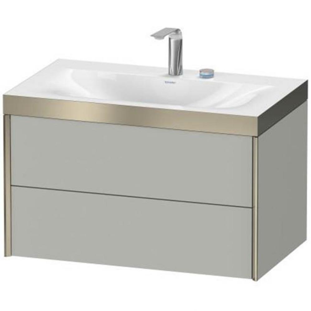 Duravit XViu Two Drawer C-Bonded Wall-Mount Vanity Kit Concrete Gray