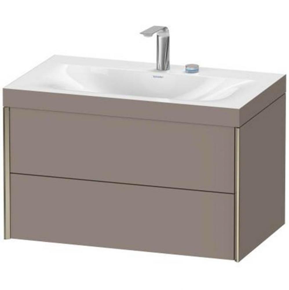 Duravit XViu Two Drawer C-Bonded Wall-Mount Vanity Kit Basalt