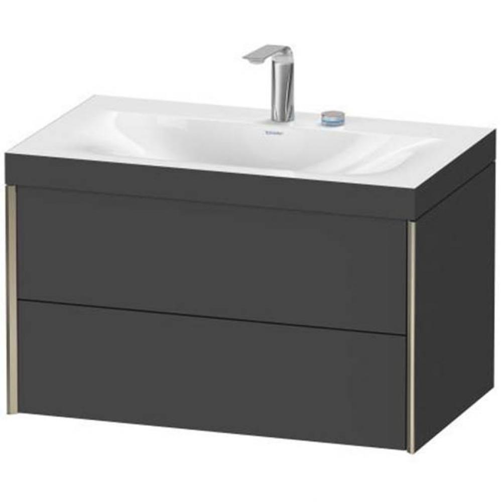 Duravit XViu Two Drawer C-Bonded Wall-Mount Vanity Kit Graphite