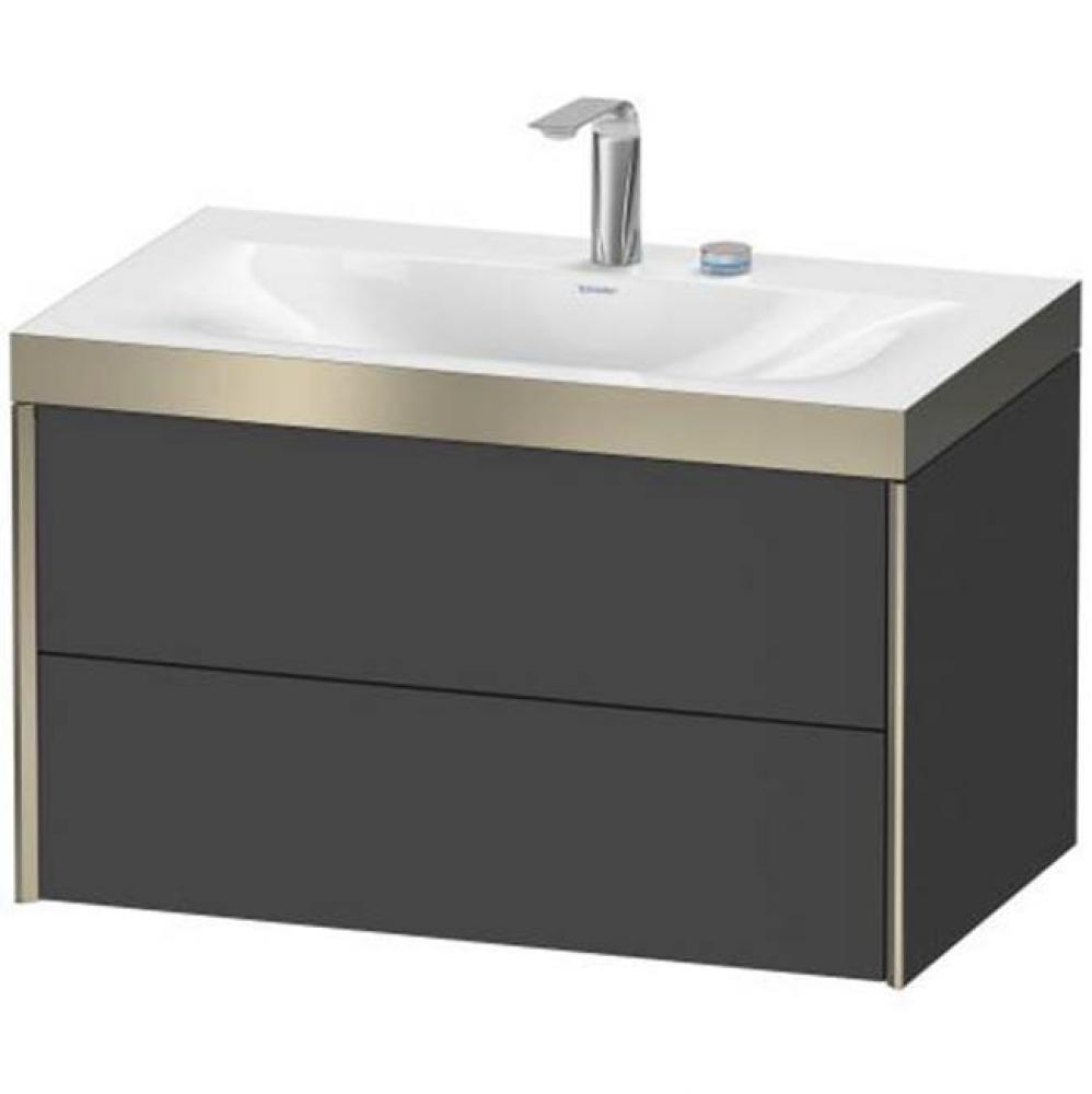 Duravit XViu Two Drawer C-Bonded Wall-Mount Vanity Kit Graphite