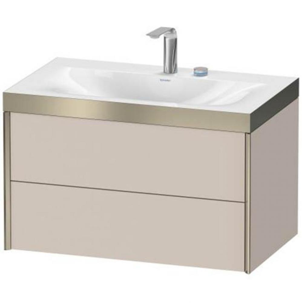 Duravit XViu Two Drawer C-Bonded Wall-Mount Vanity Kit Taupe