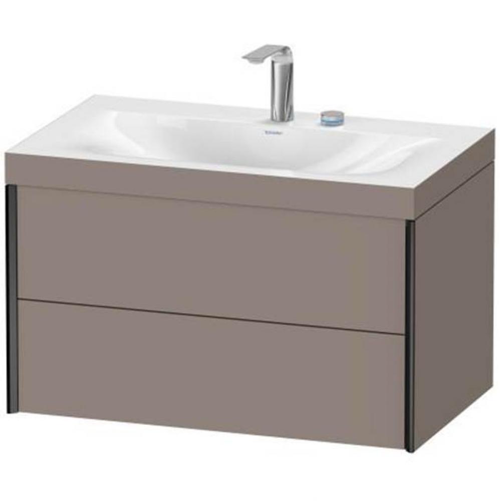 Duravit XViu Two Drawer C-Bonded Wall-Mount Vanity Kit Basalt