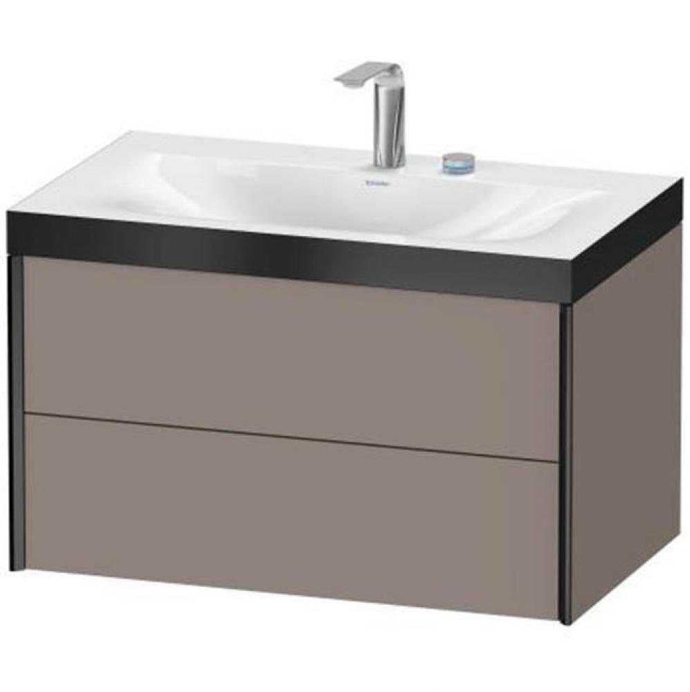 Duravit XViu Two Drawer C-Bonded Wall-Mount Vanity Kit Basalt