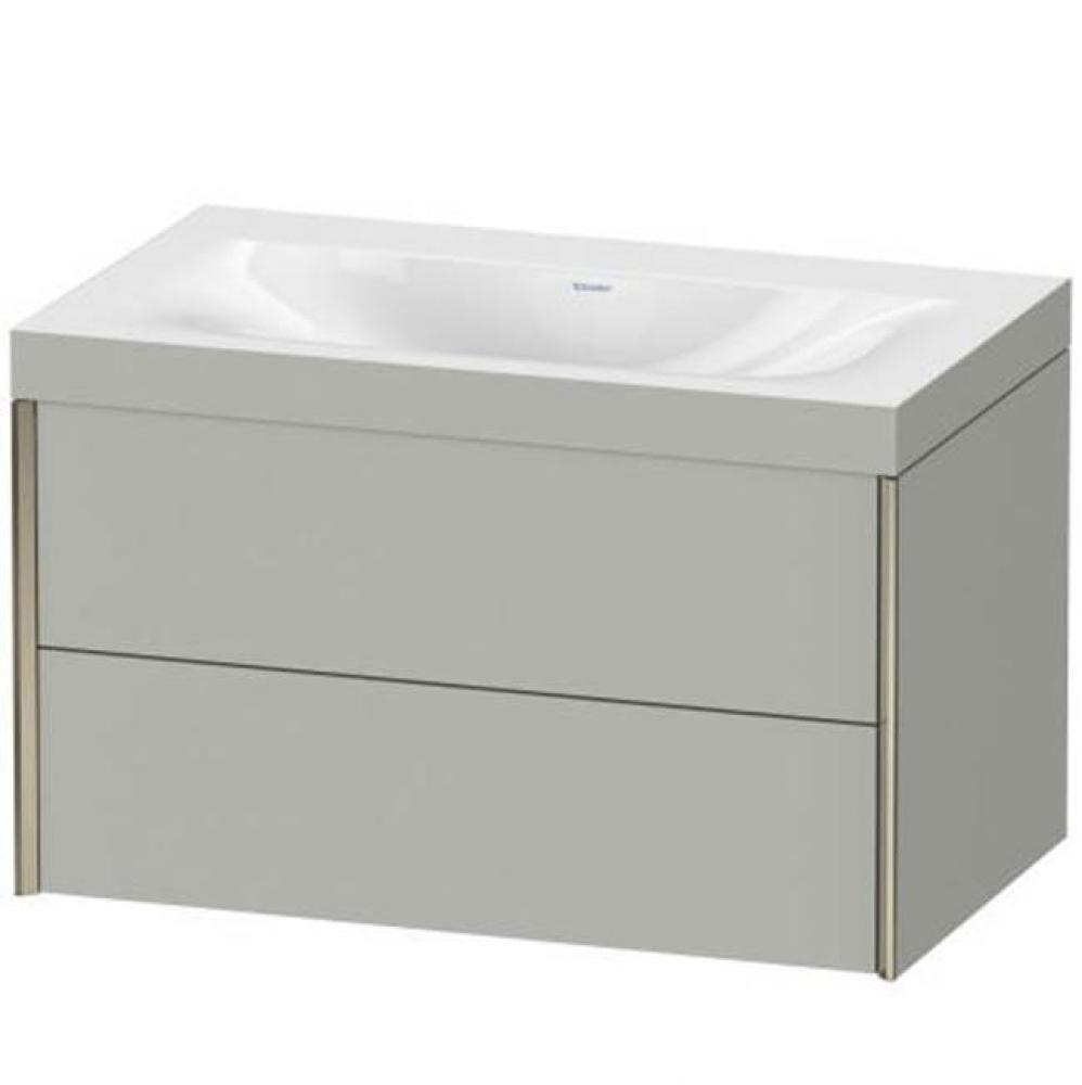 Duravit XViu Two Drawer C-Bonded Wall-Mount Vanity Kit Concrete Gray