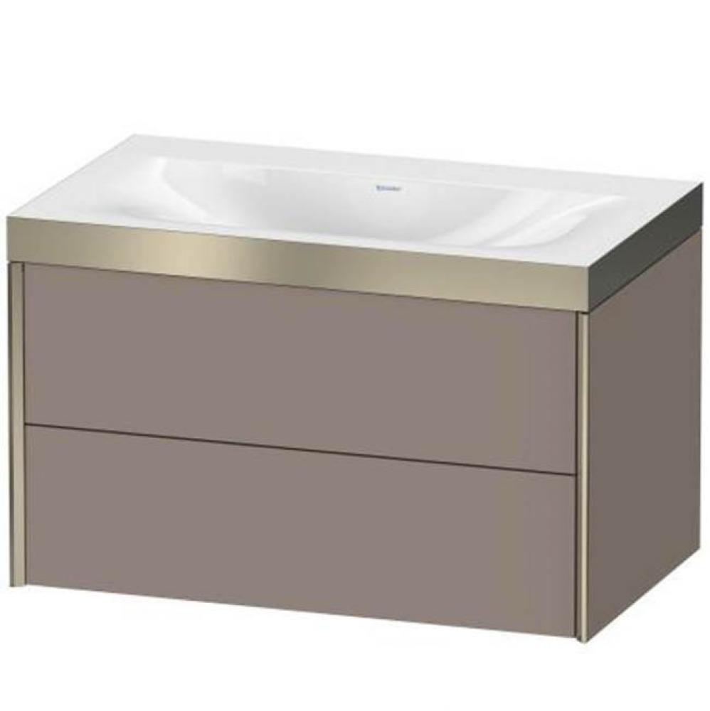 Duravit XViu Two Drawer C-Bonded Wall-Mount Vanity Kit Basalt