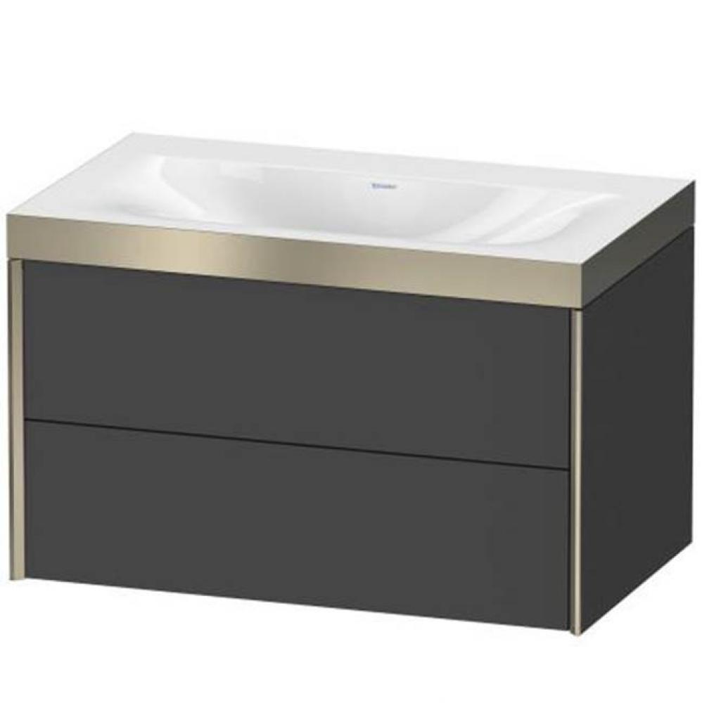 Duravit XViu Two Drawer C-Bonded Wall-Mount Vanity Kit Graphite