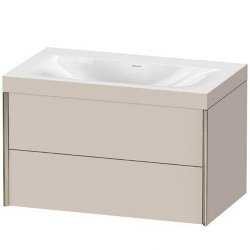 Duravit XViu Two Drawer C-Bonded Wall-Mount Vanity Kit Taupe