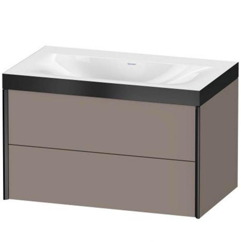 Duravit XViu Two Drawer C-Bonded Wall-Mount Vanity Kit Basalt