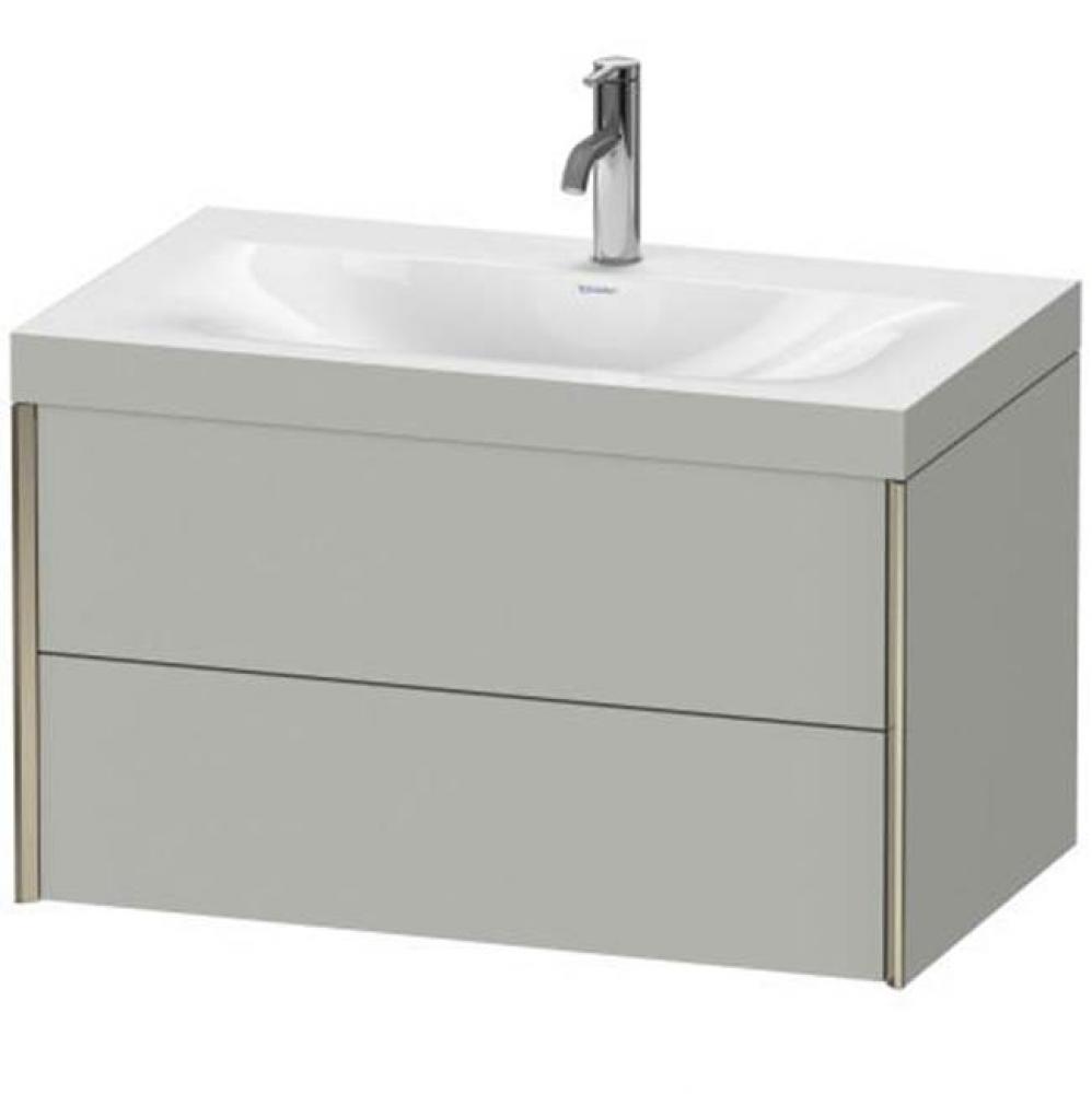 Duravit XViu Two Drawer C-Bonded Wall-Mount Vanity Kit Concrete Gray