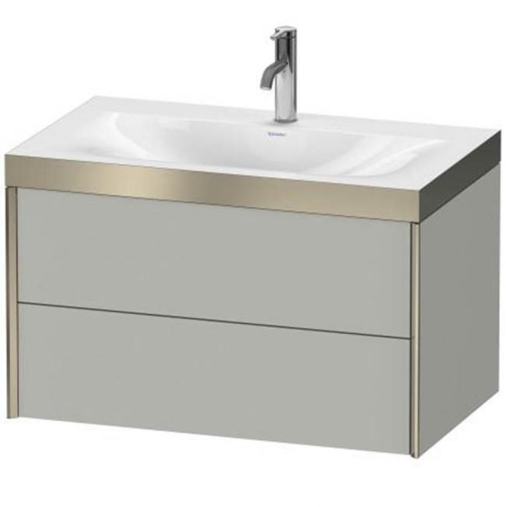 Duravit XViu Two Drawer C-Bonded Wall-Mount Vanity Kit Concrete Gray