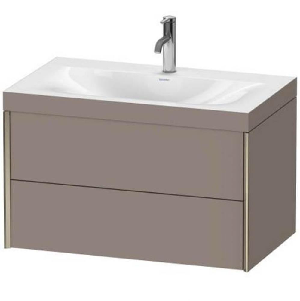 Duravit XViu Two Drawer C-Bonded Wall-Mount Vanity Kit Basalt