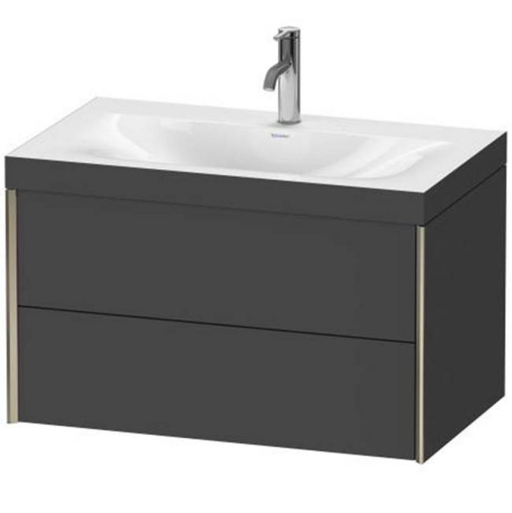 Duravit XViu Two Drawer C-Bonded Wall-Mount Vanity Kit Graphite