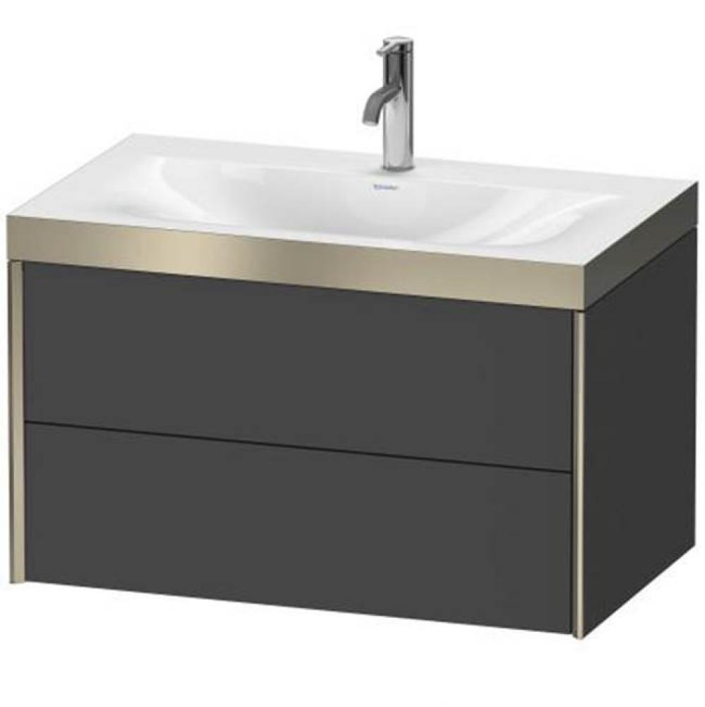 Duravit XViu Two Drawer C-Bonded Wall-Mount Vanity Kit Graphite