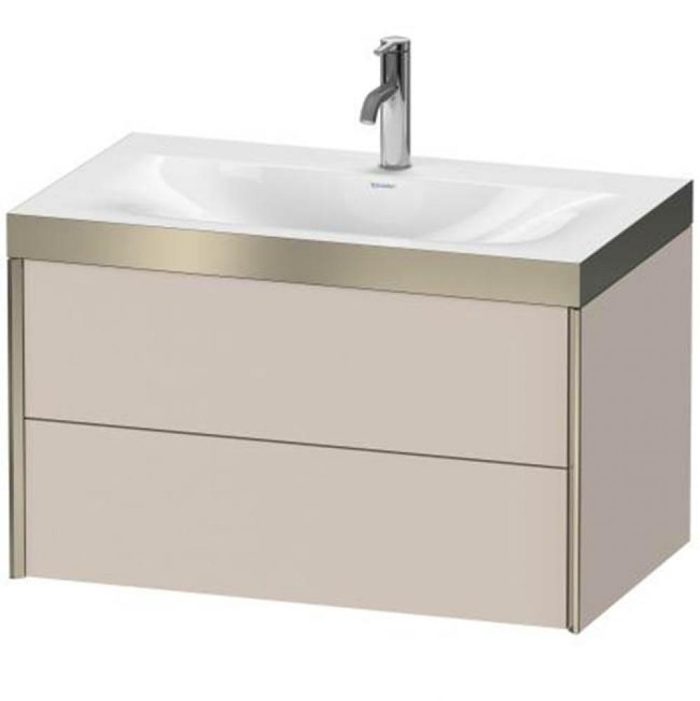 Duravit XViu Two Drawer C-Bonded Wall-Mount Vanity Kit Taupe