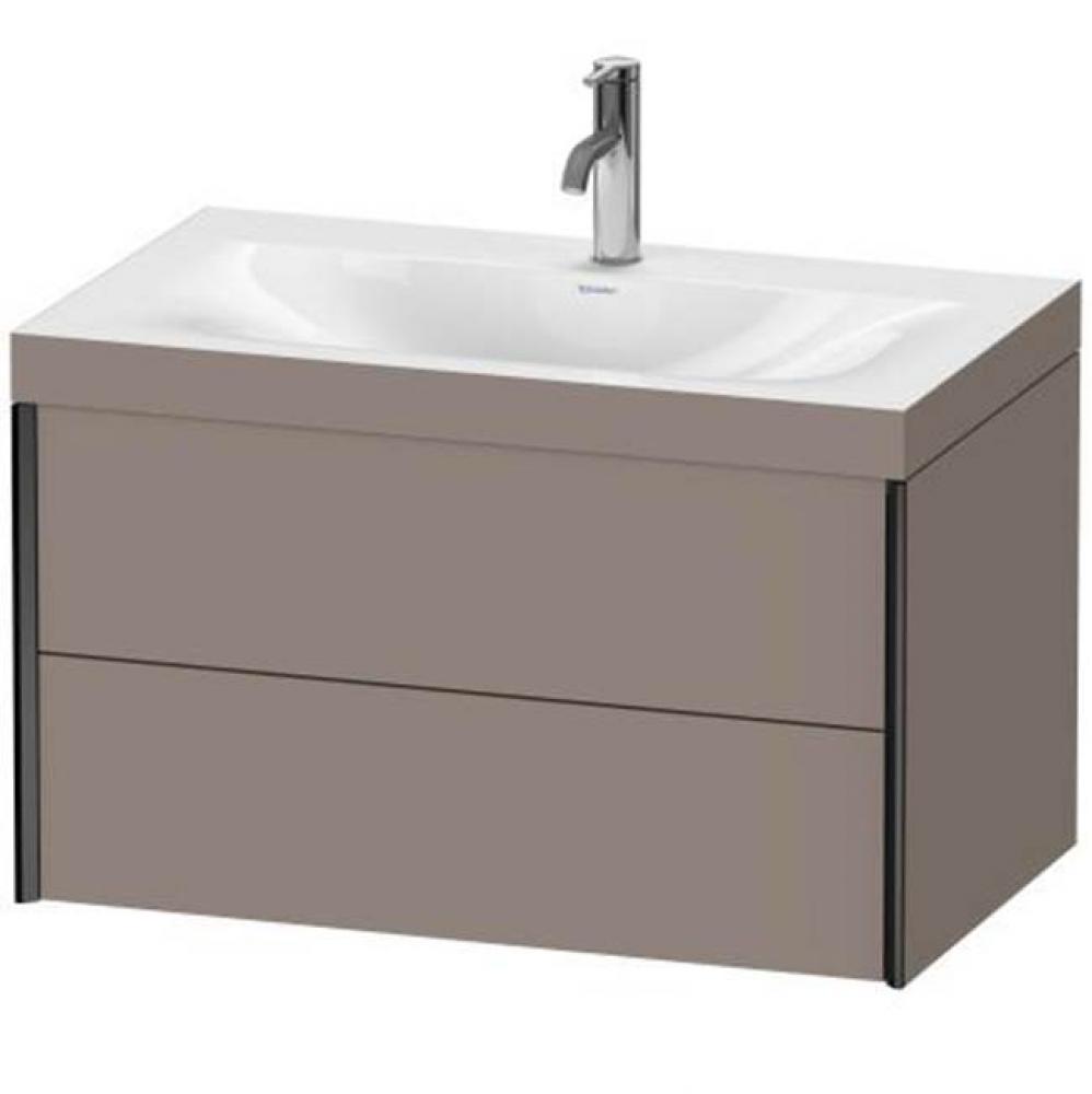 Duravit XViu Two Drawer C-Bonded Wall-Mount Vanity Kit Basalt