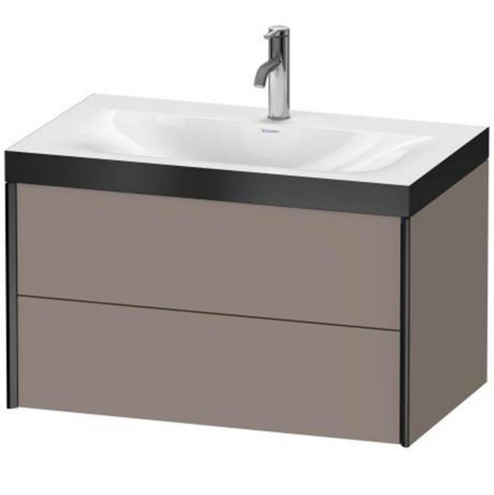 Duravit XViu Two Drawer C-Bonded Wall-Mount Vanity Kit Basalt