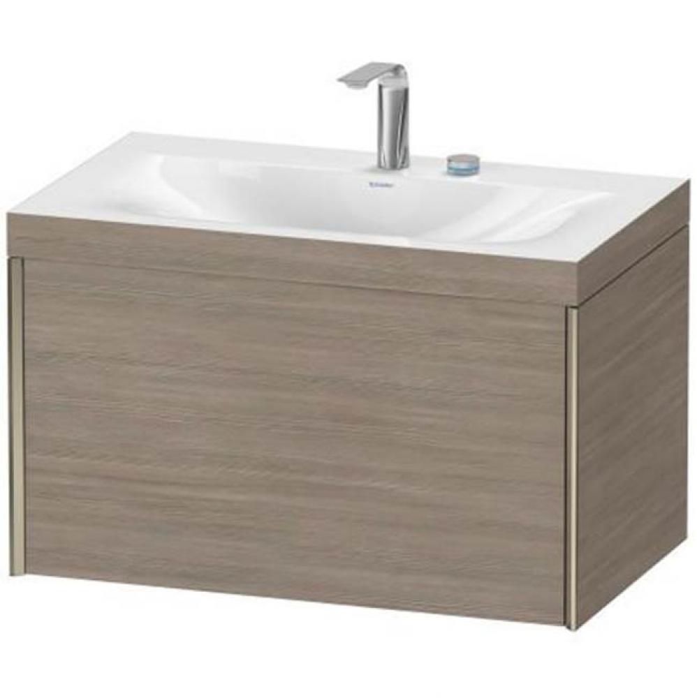 Duravit XViu One Drawer C-Bonded Wall-Mount Vanity Kit American Walnut