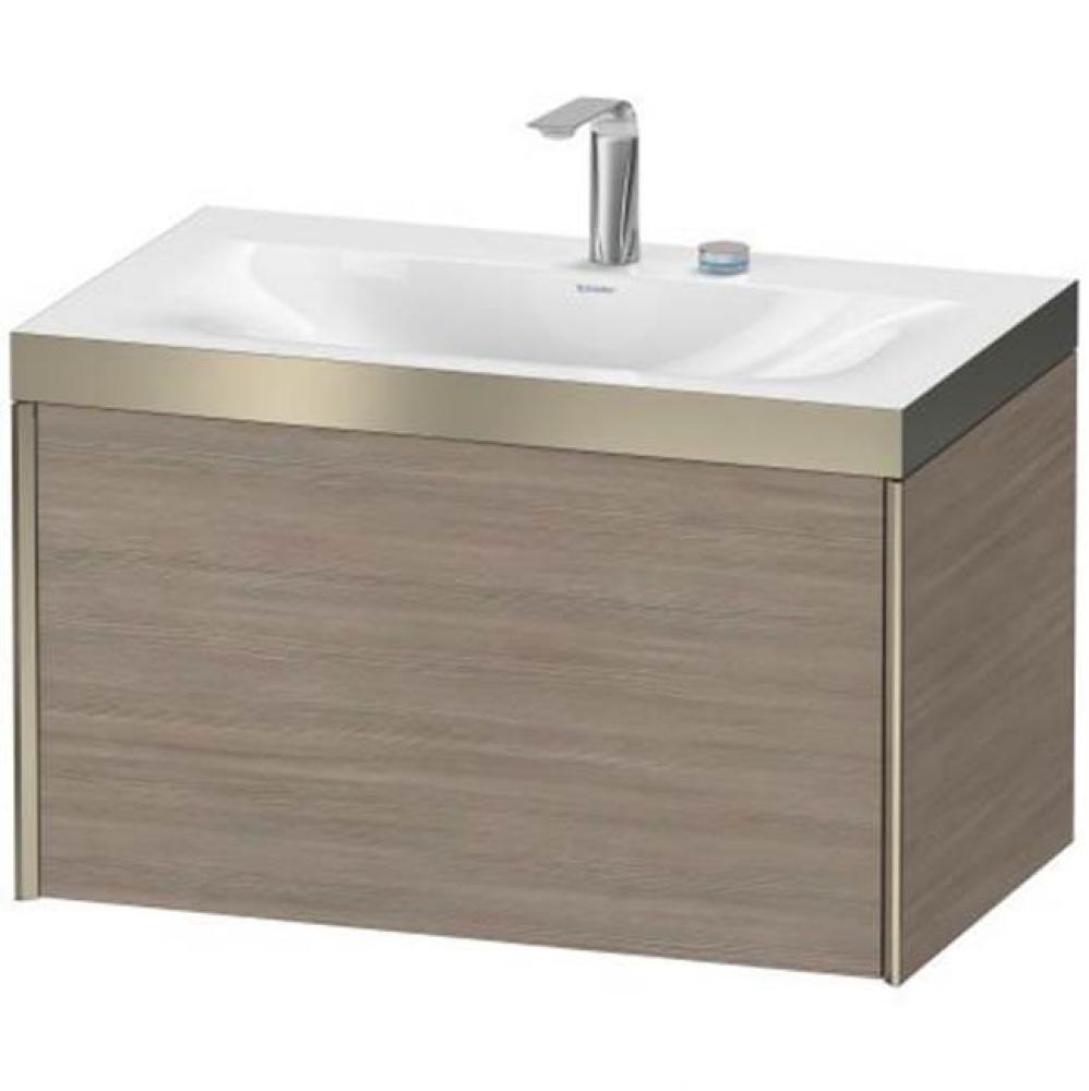 Duravit XViu One Drawer C-Bonded Wall-Mount Vanity Kit American Walnut