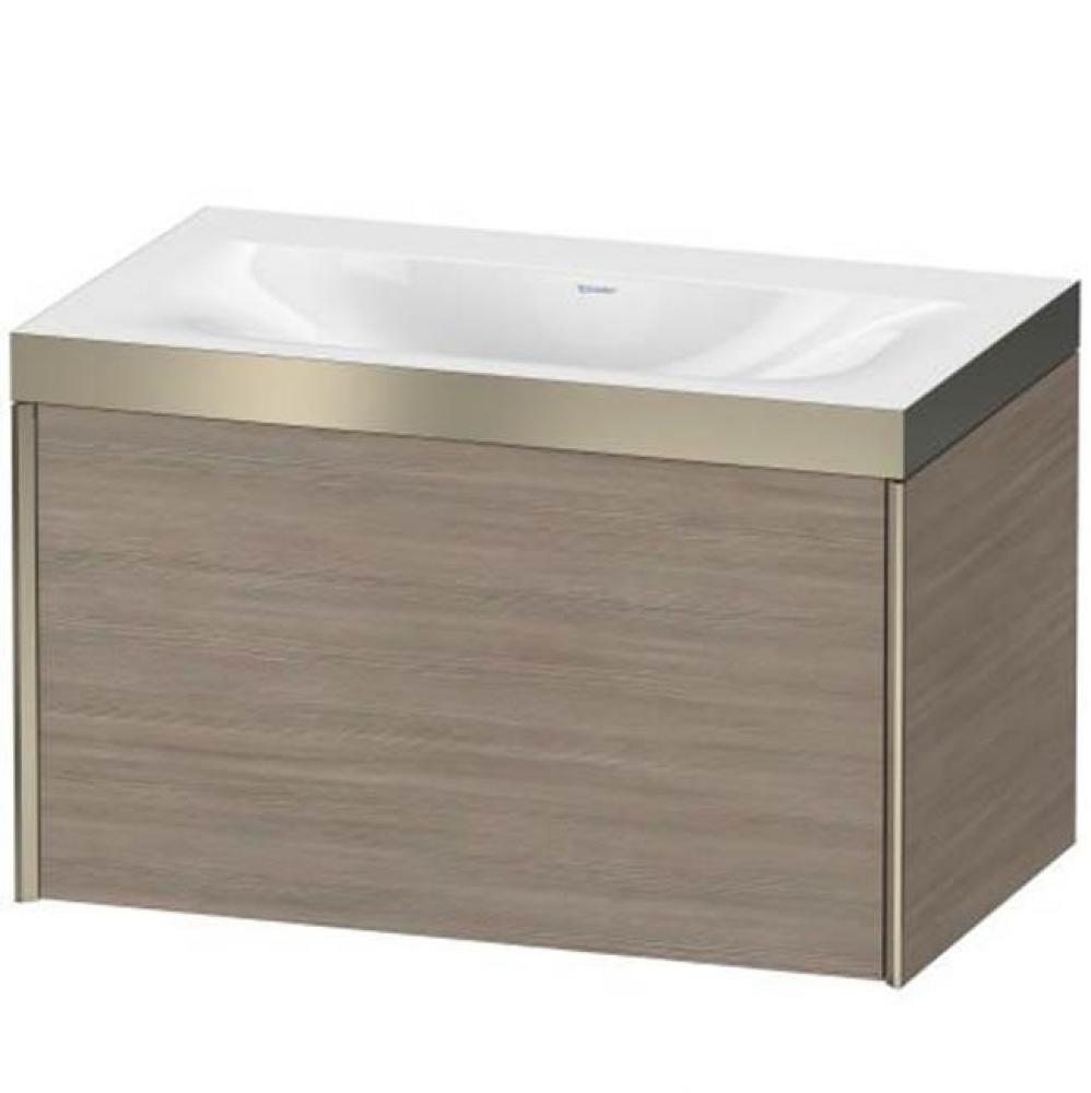 Duravit XViu One Drawer C-Bonded Wall-Mount Vanity Kit American Walnut