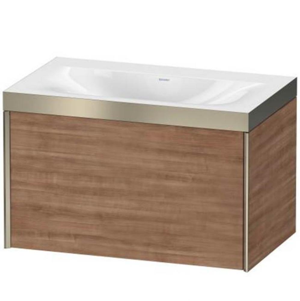 Duravit XViu One Drawer C-Bonded Wall-Mount Vanity Kit Dark Brushed Oak