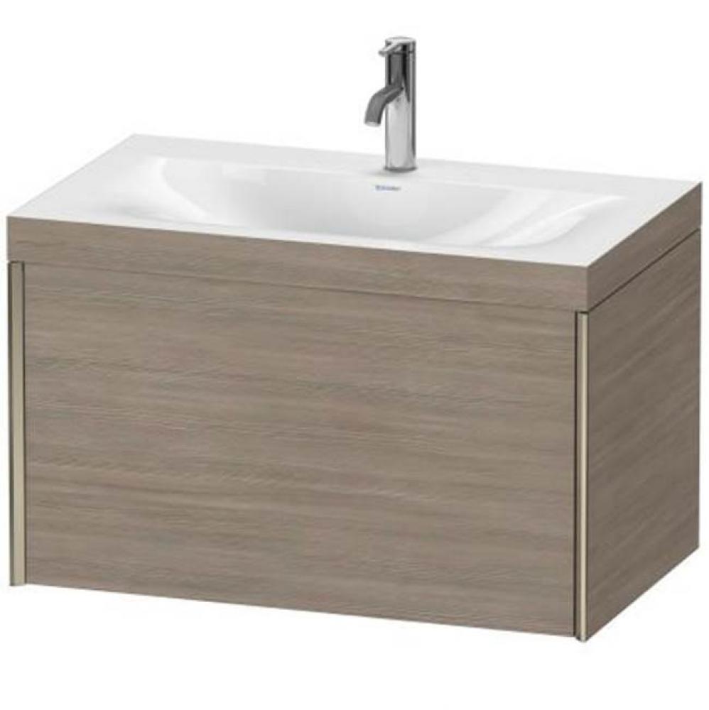 Duravit XViu One Drawer C-Bonded Wall-Mount Vanity Kit American Walnut